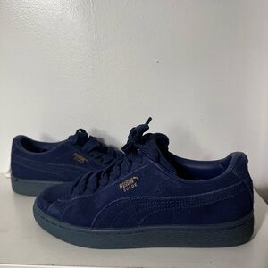 Puma Suede Sneakers Size5.5C Blue Suede Classic Casual Lace up Emboss‎ Shoes